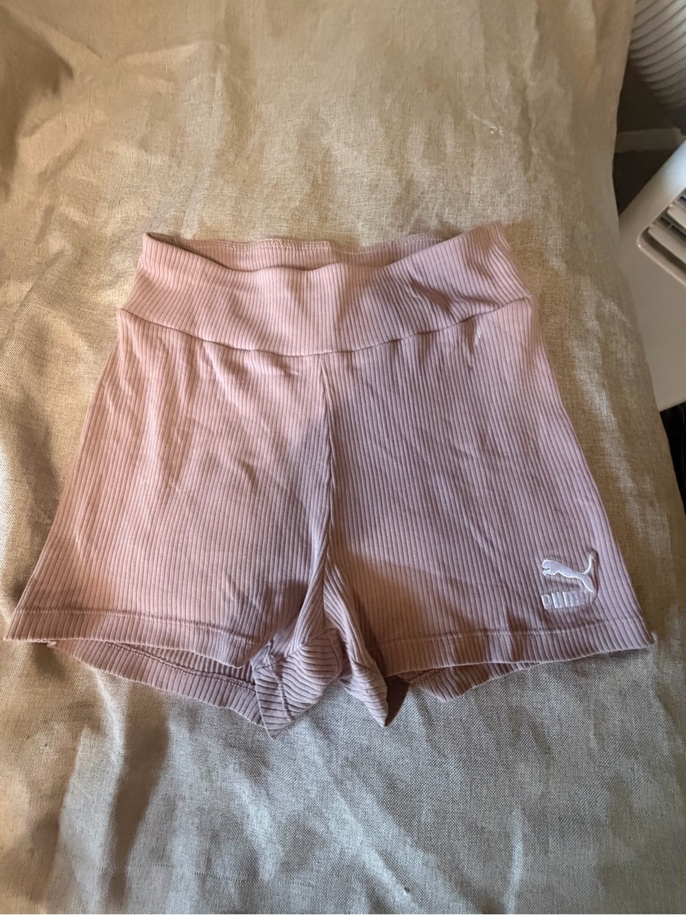 Puma Light Pink Ribbed High-Waist Bike Shorts